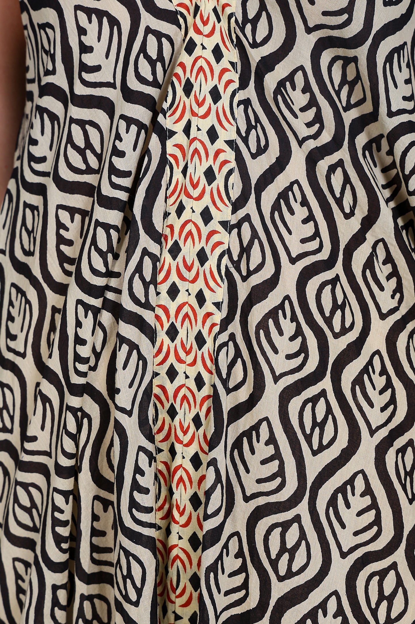 Luxe Sleeve Less Black Printed Long Dress