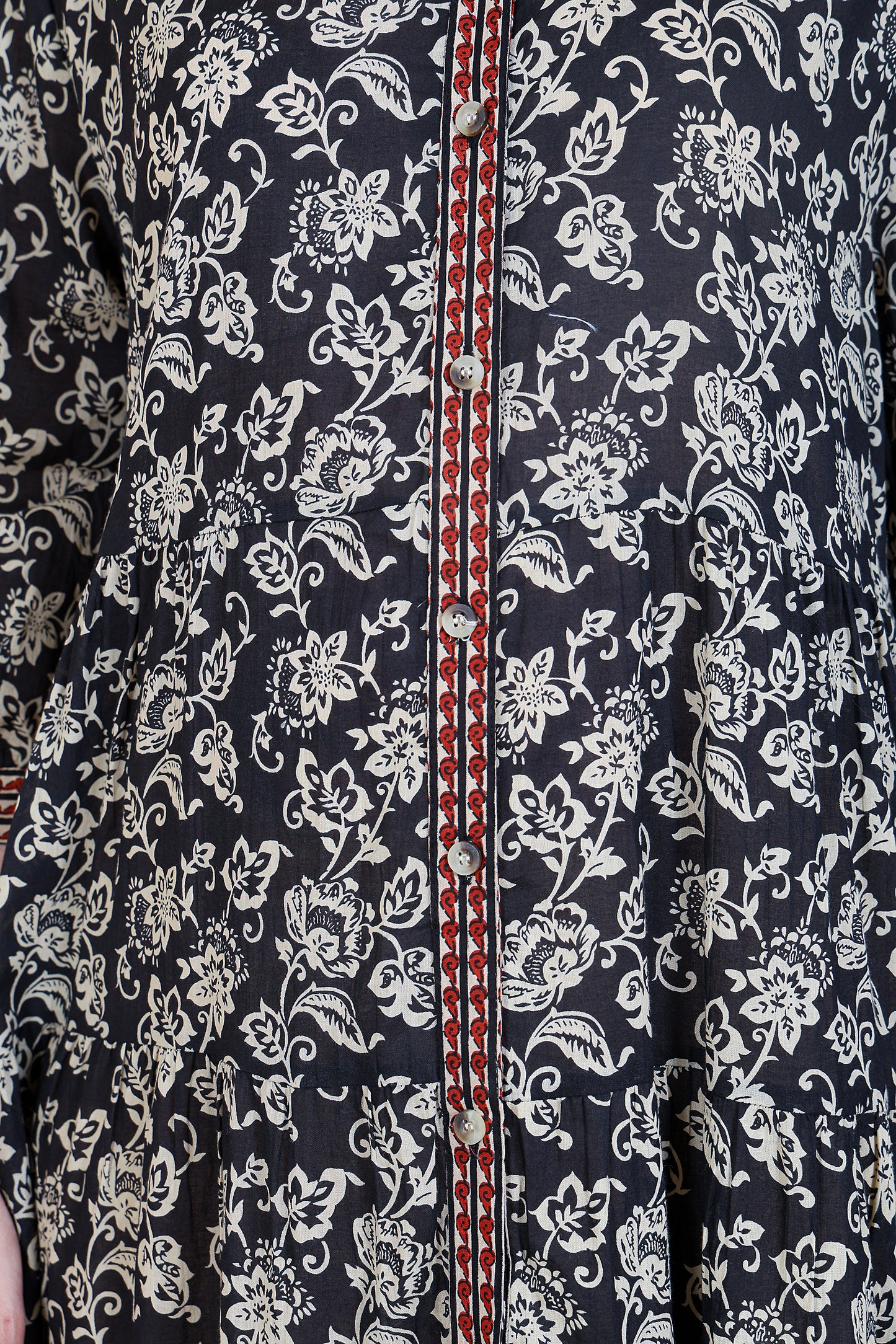 Luxe Three Fourth Sleeve Black Printed long dress