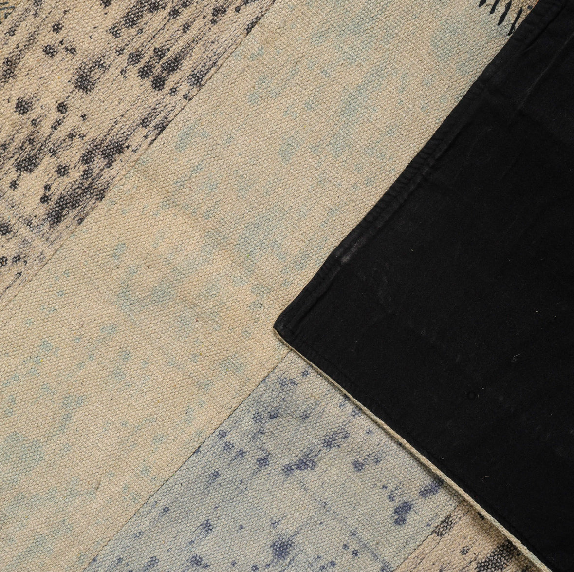 Ethnic Handwoven Geometric Rug – Orange & Grey Flatweave Area Carpet for Living Room