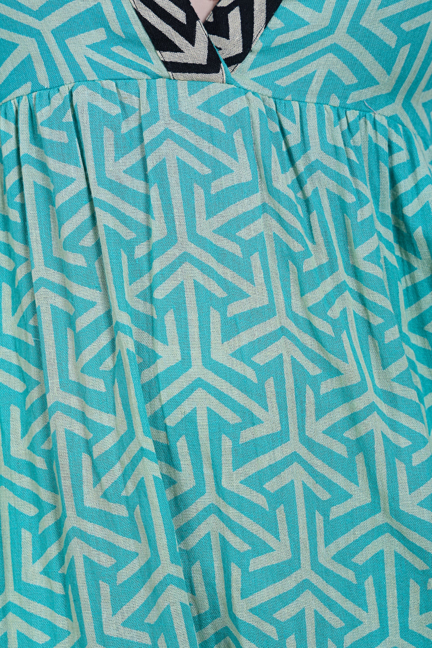 Luxe Three Fourth Sleeve Teal Printed Long Dress