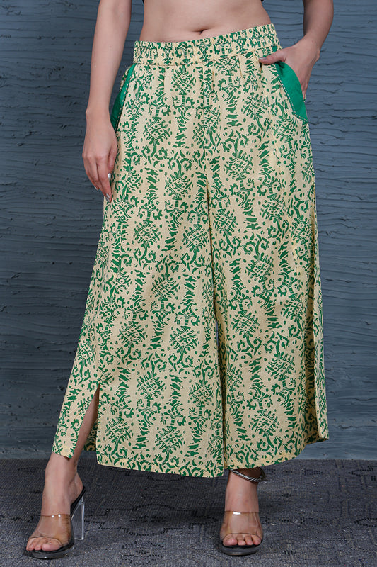 Green Flower Pocket Palazzos