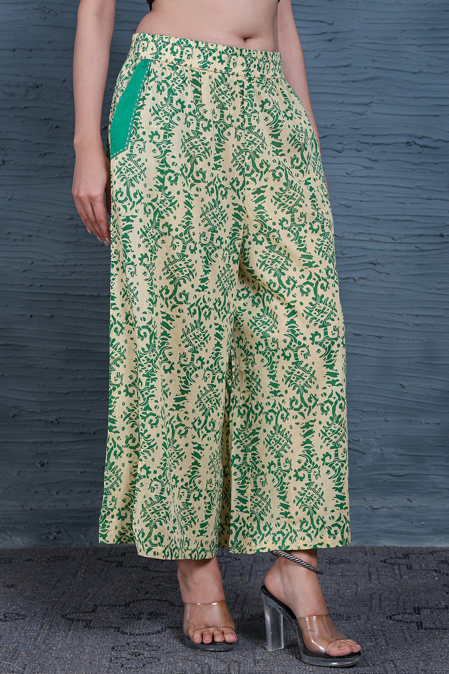 Green Flower Pocket Palazzos