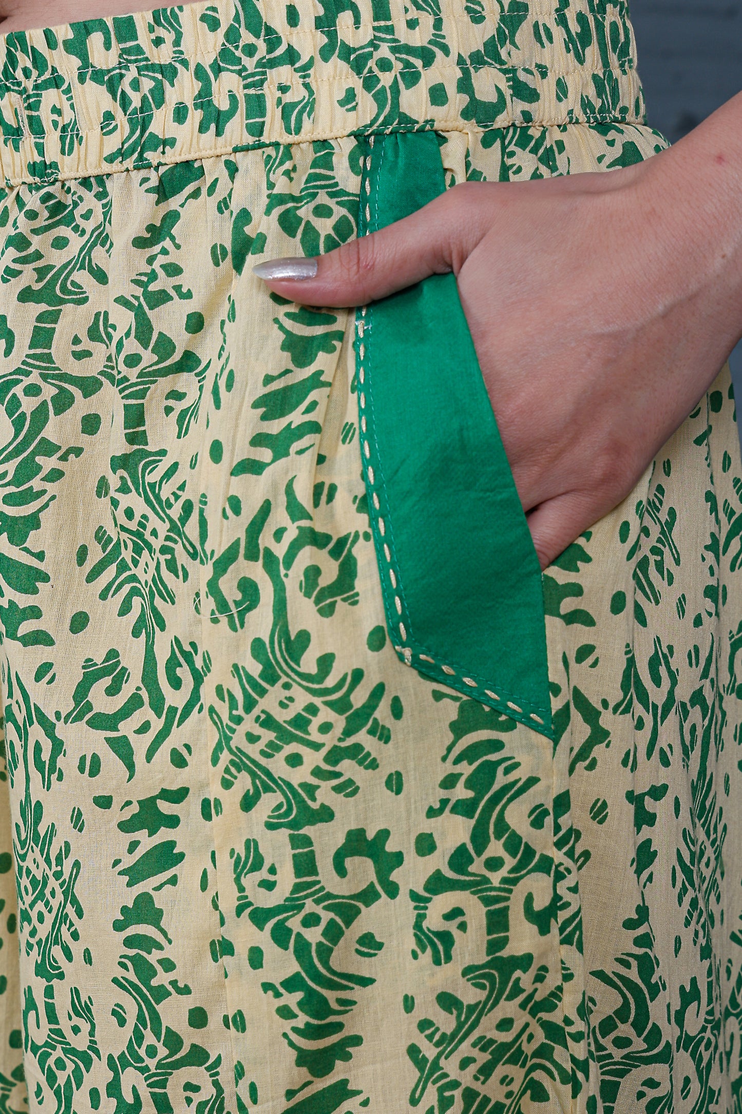 Green Flower Pocket Palazzos