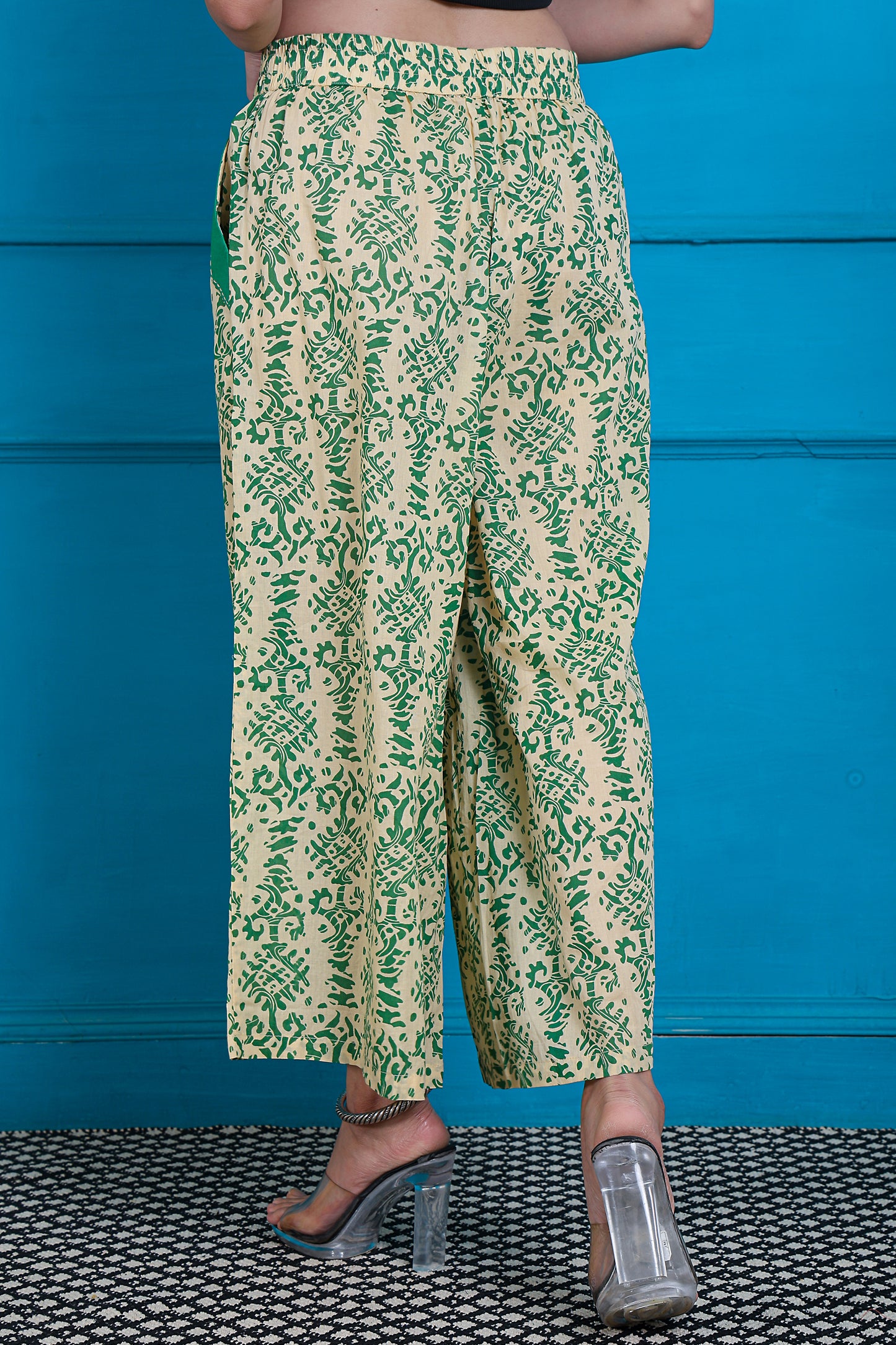 Green Flower Pocket Palazzos