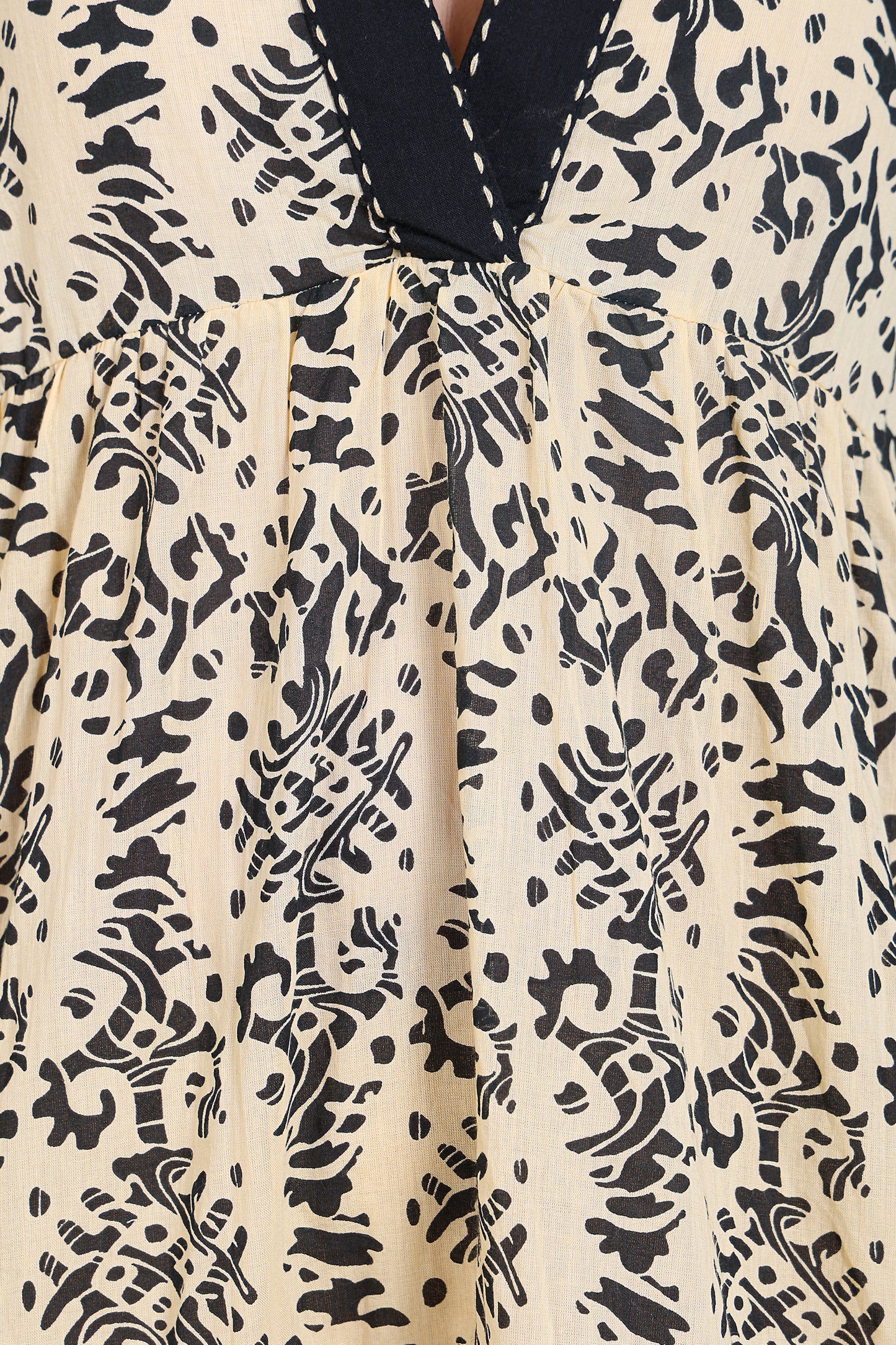 Luxe Three Fourth Sleeve Beige Printed Short Dress