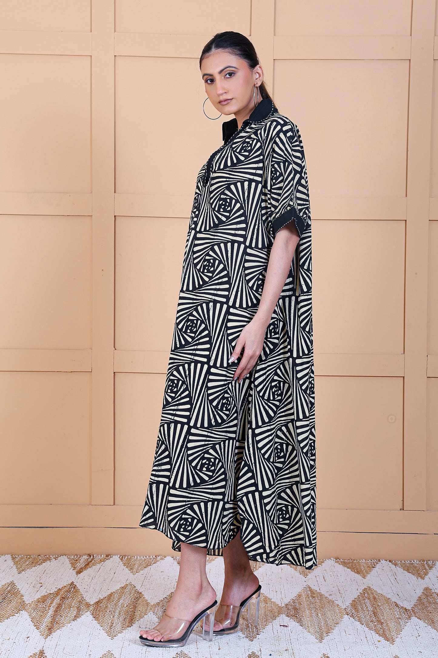 Luxe Half Sleeve Black Printed Westran Wear Dress