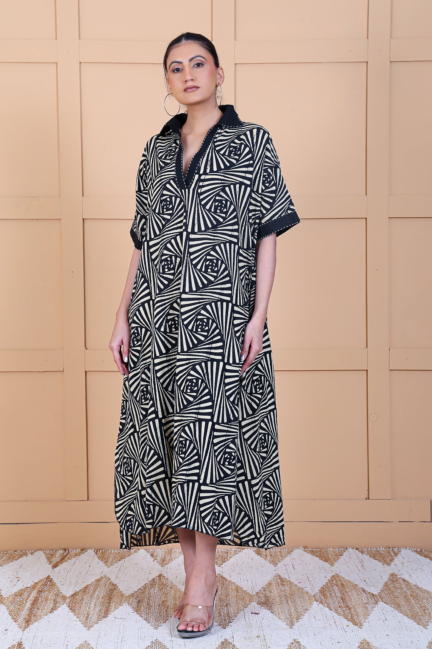 Luxe Half Sleeve Black Printed Westran Wear Dress