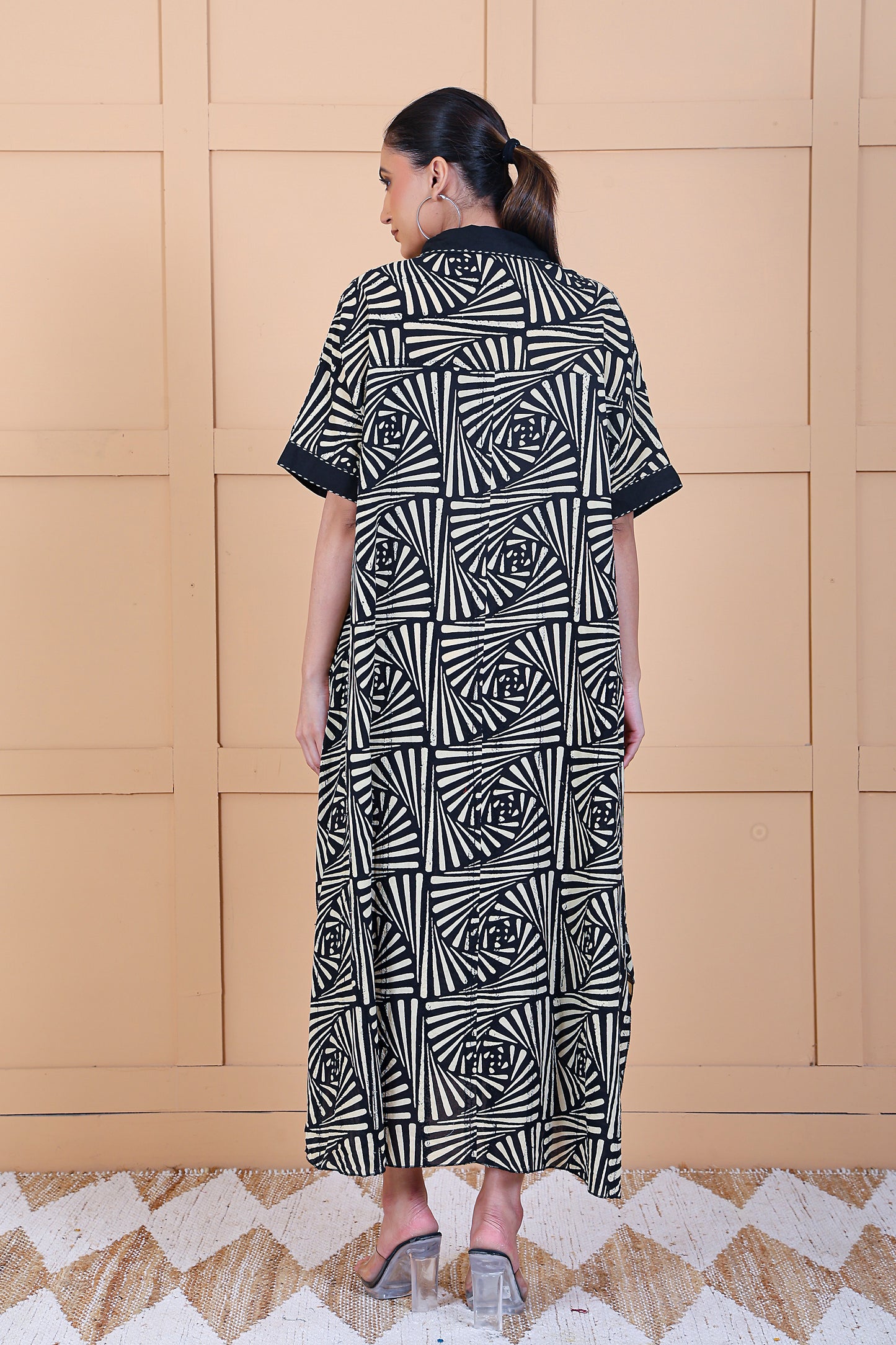 Luxe Half Sleeve Black Printed Westran Wear Dress