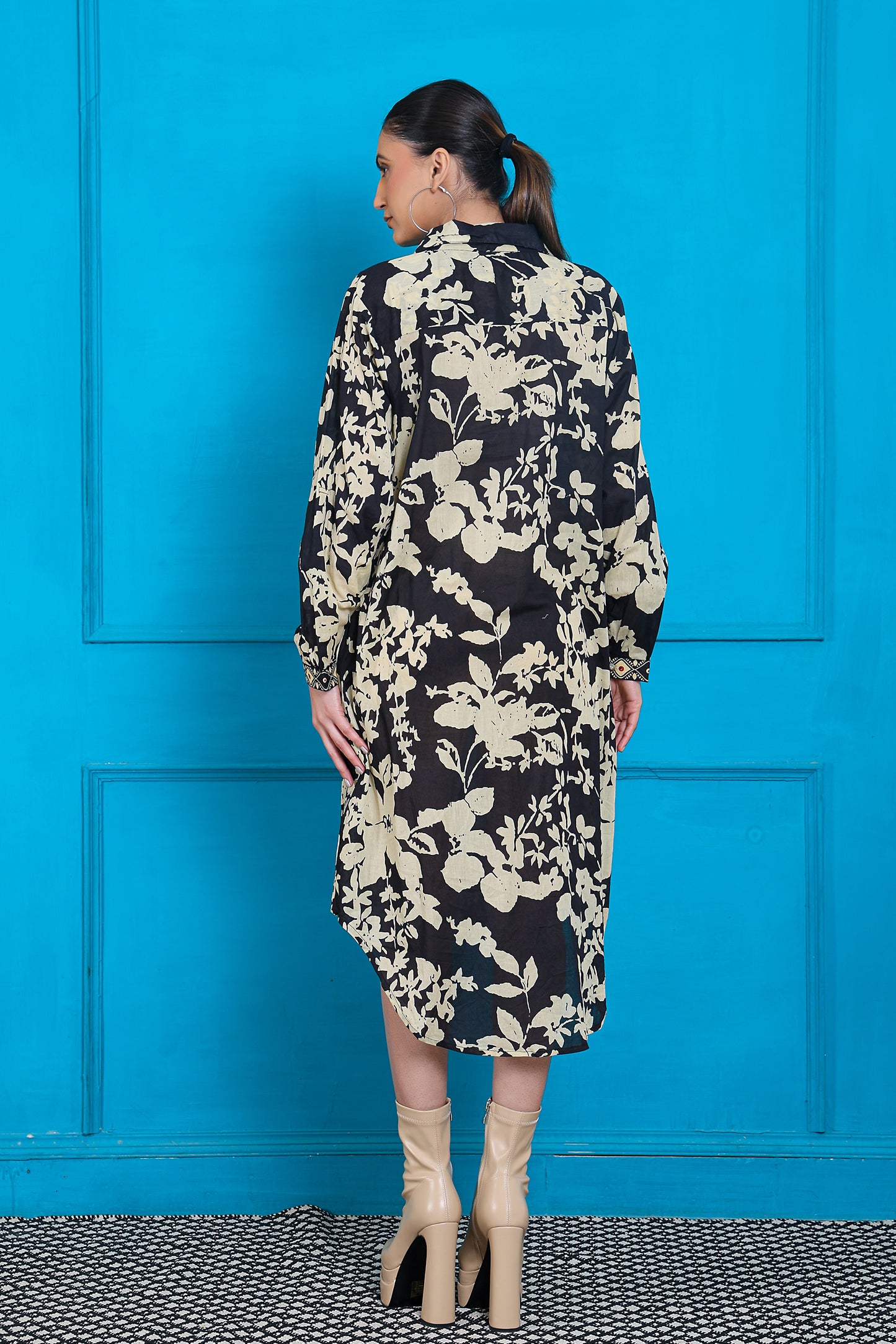 Cotton Flower Print Shirt For Women