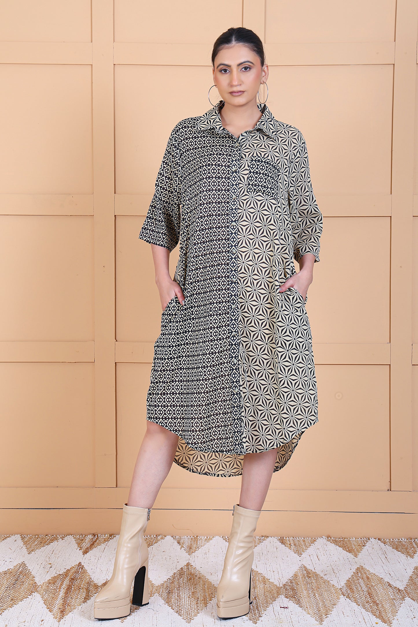 Women 3/4 Sleeve Shirt Wear Dress