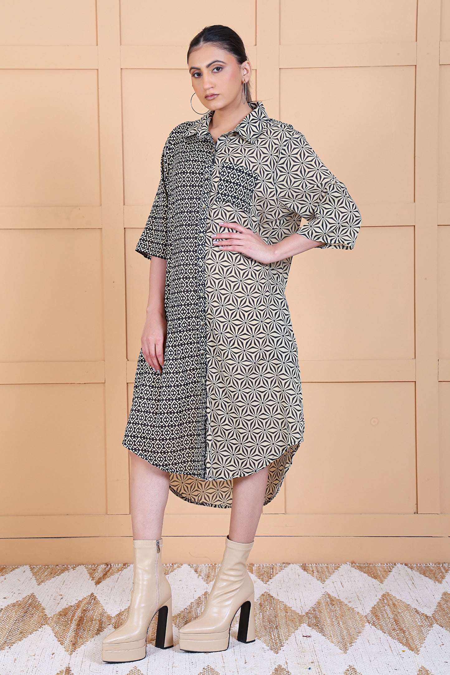 Women 3/4 Sleeve Shirt Wear Dress