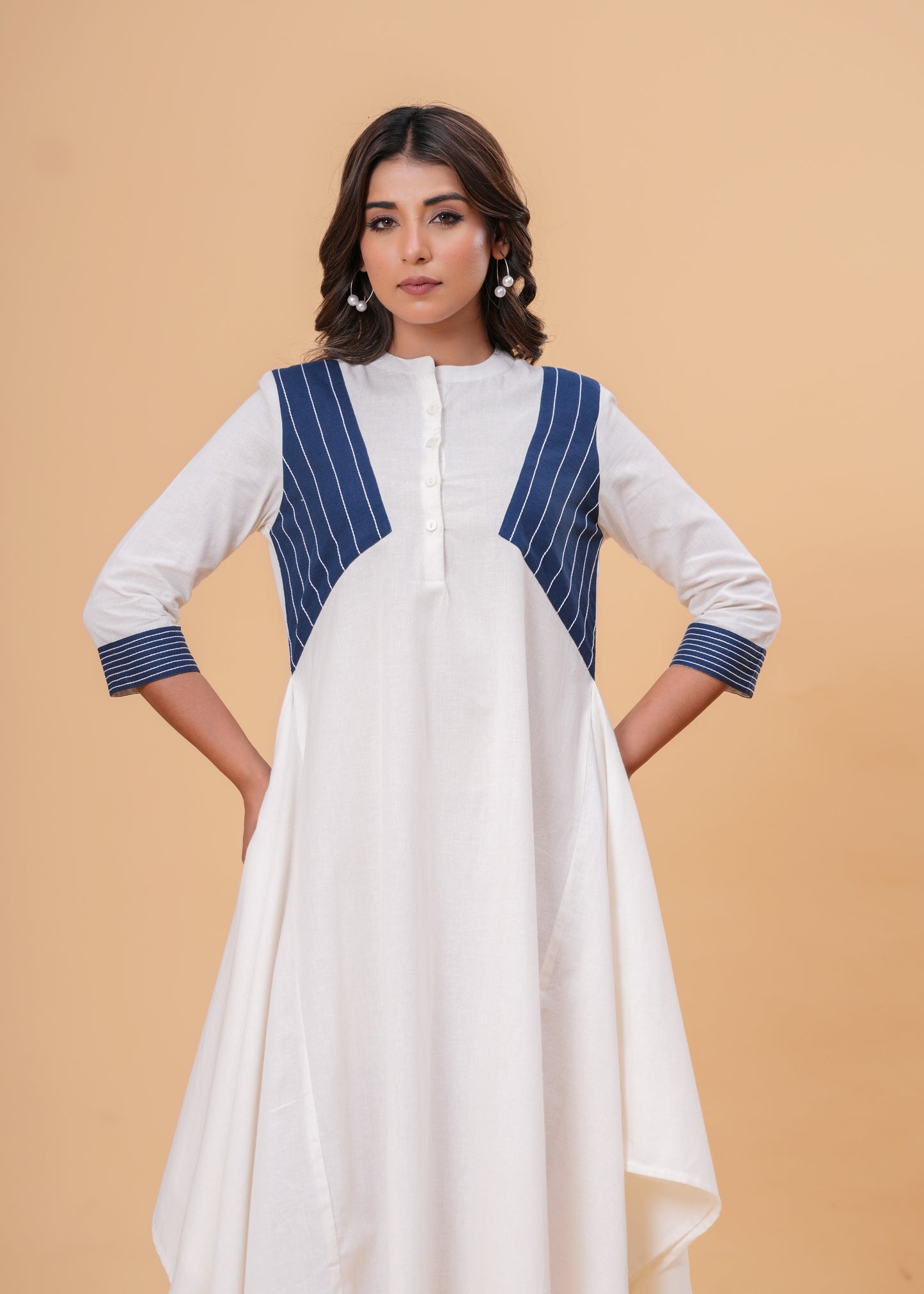 Handkerchief Hem with Kantha Stitch Detail & Contrast Yoke