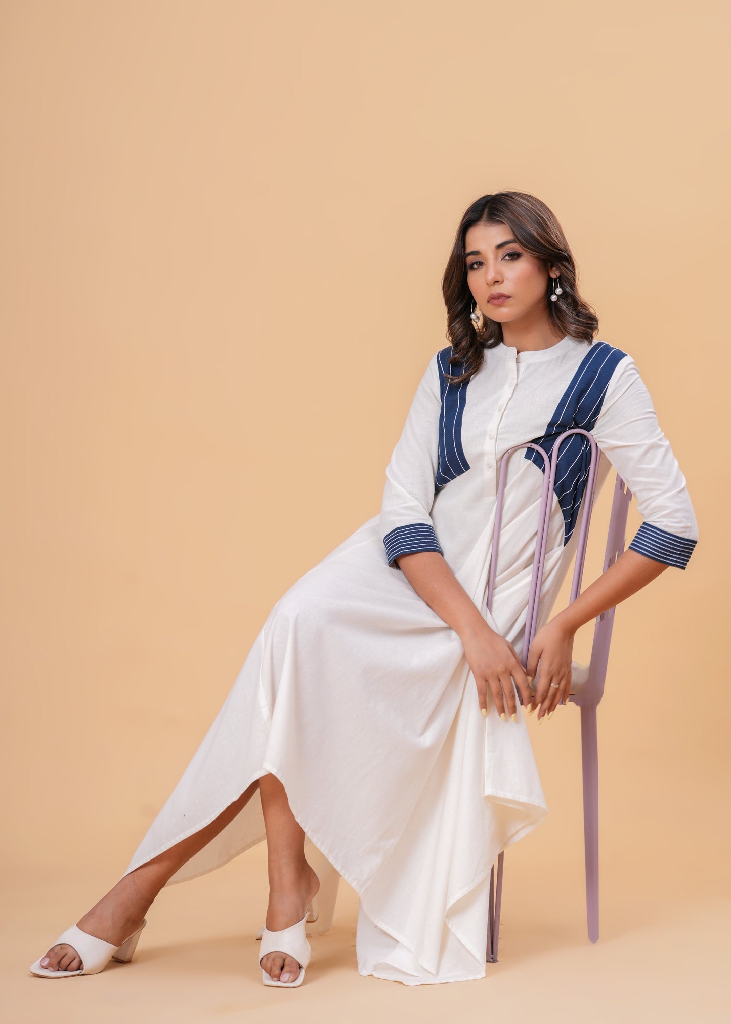 Handkerchief Hem with Kantha Stitch Detail & Contrast Yoke