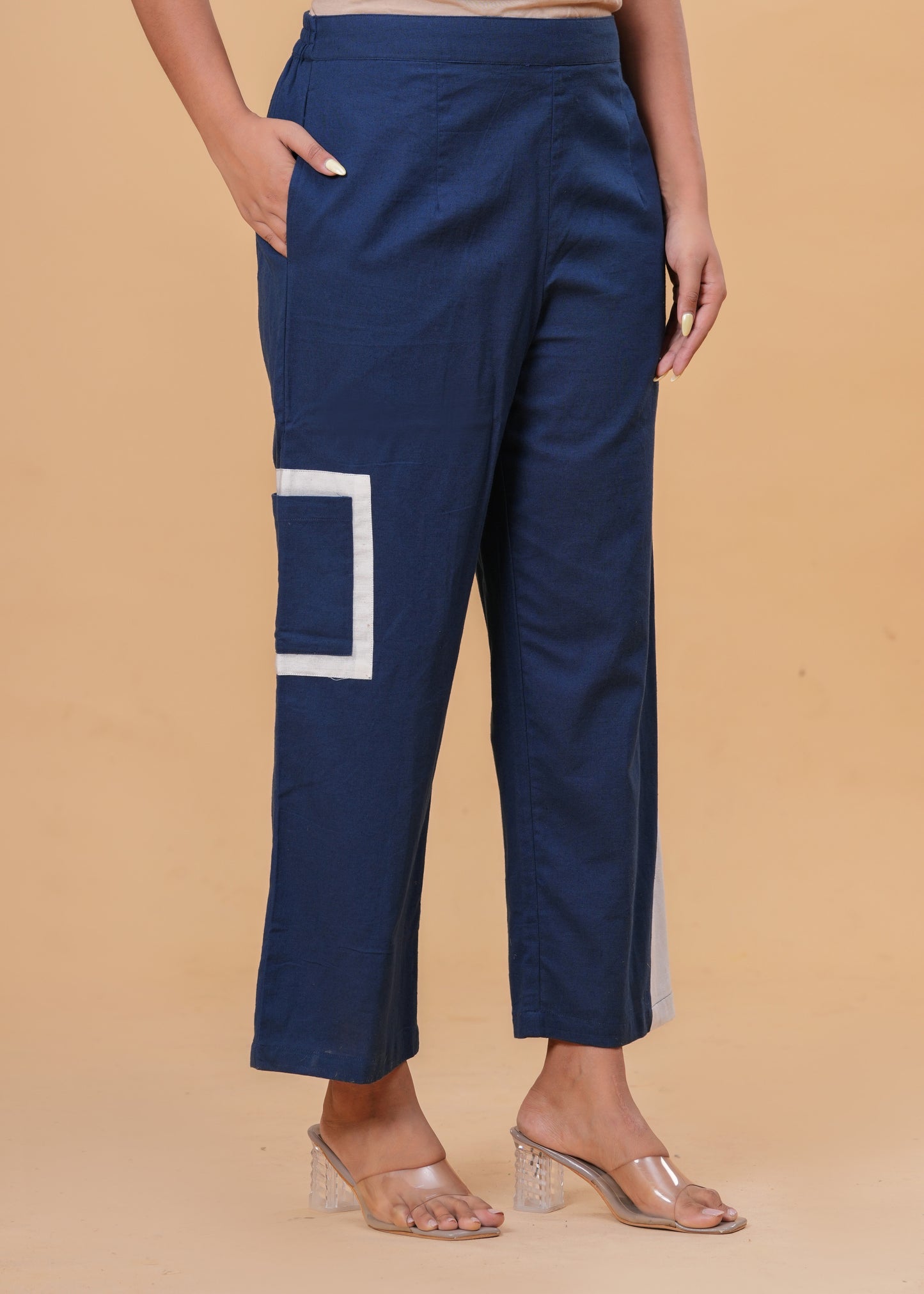 Two-Tone Asymmetric Co-ord Set with Balloon Sleeves & Contrast Detail